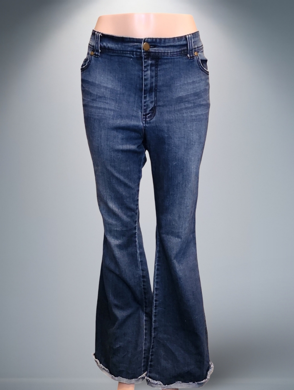Forever 21 Women's Blue Flared Denim Jeans Medium Wash 5-Pocket Plus Size Retro